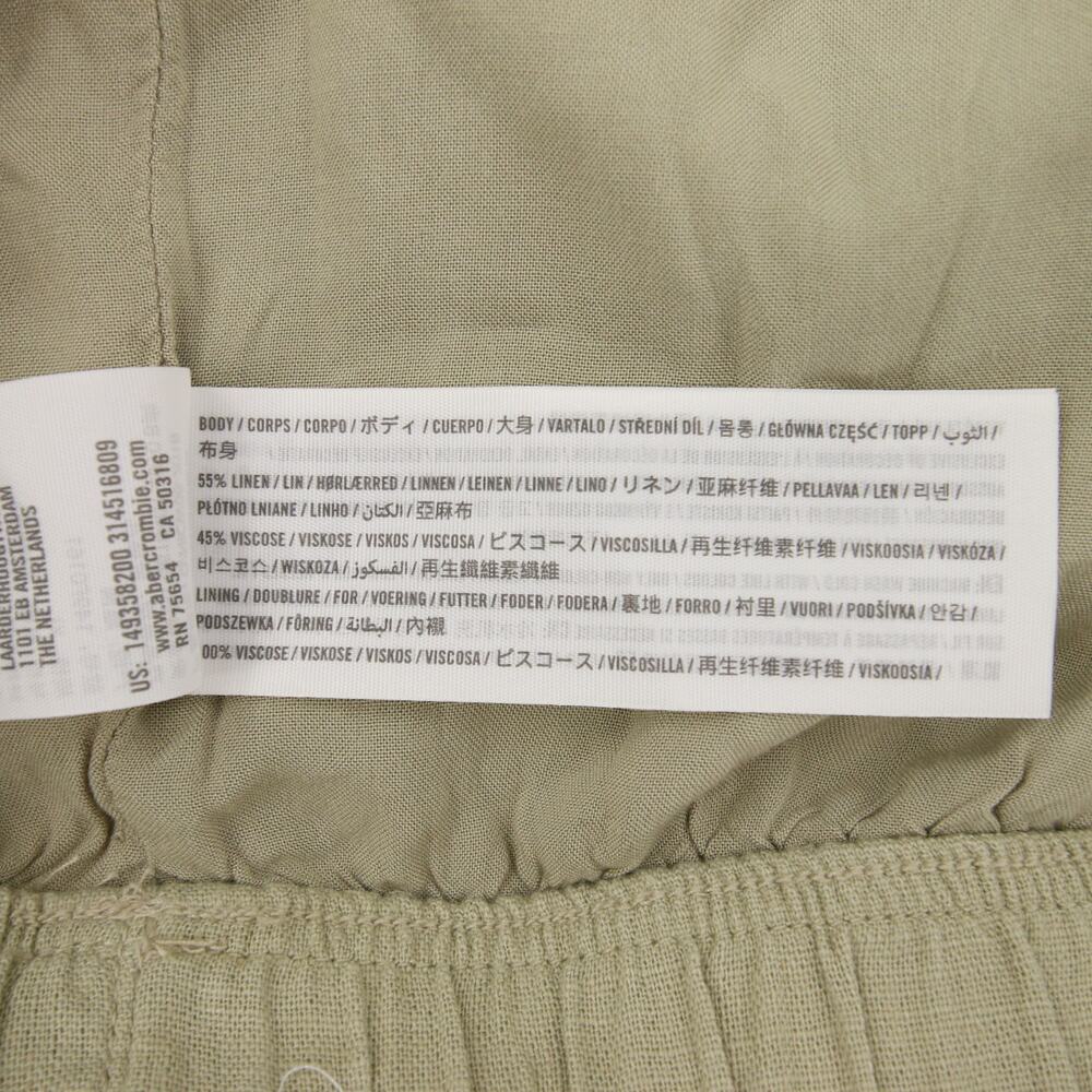 Abercrombie & Fitch Shorts Khaki Green Linen Blend Elastic Waist Pockets Size XL - Picture 7 of 9